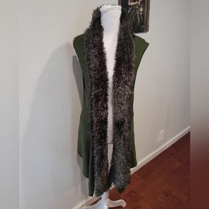 Lauren Michelle Groovy Forest Green Faux Fur Vest